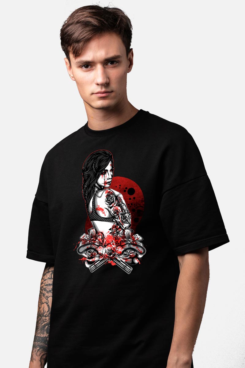 Camiseta gótica para hombre con mujer poseída