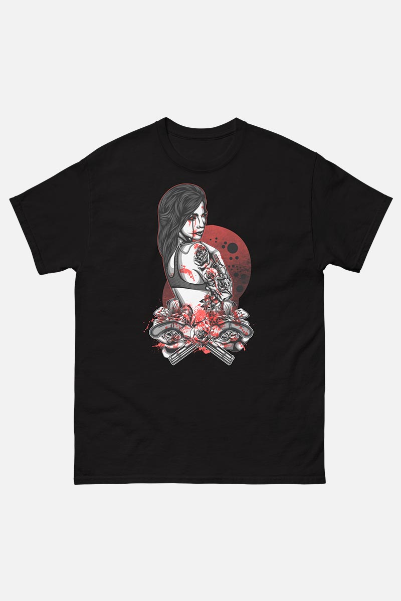 Camiseta gótica para hombre con mujer poseída